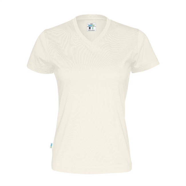 Cottover, T-Shirt V-Hals, Dame, Off White