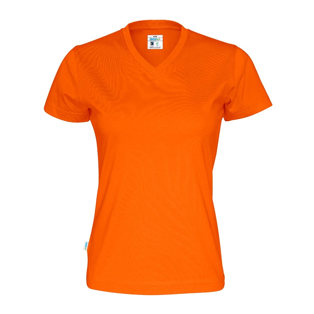 Orange, Cottover, T-Shirt V-Hals, Orange