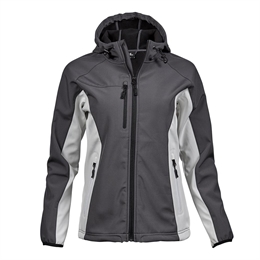 Tee Jays, Womens Hooded Lightweight Performance Softshell, Darg Grey/Off White, Dame