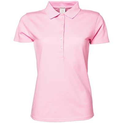 Ladies Luxury Stretch Polo t-shirt, Dame, Light Pink