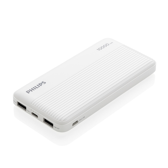 Philips 10.000 mAh slim powerbank, hvid