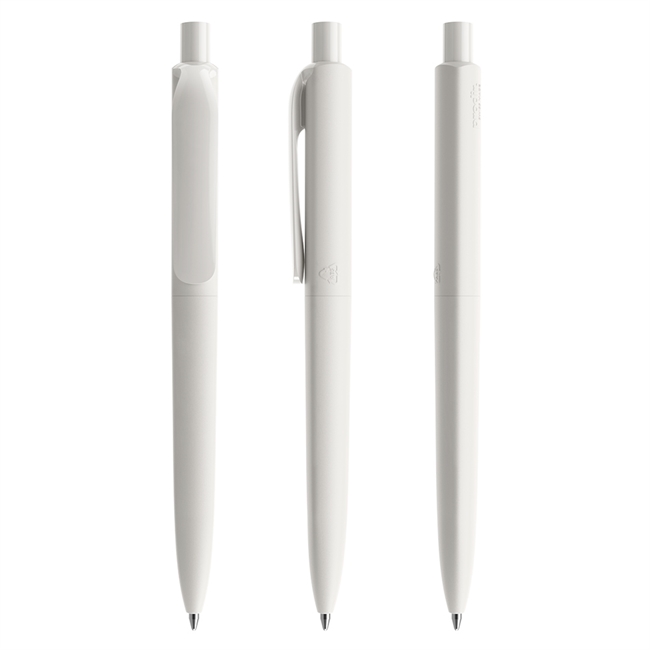 Prodir Pen, DS8, mat hvid, poleret klip og trykknap, genanvendt plastik